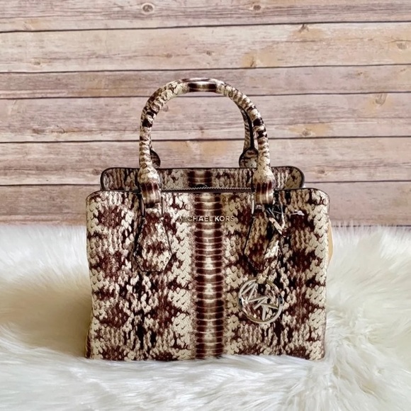 Michael Kors Handbags - Michael Kors Small Satchel Snake Embossed Camille